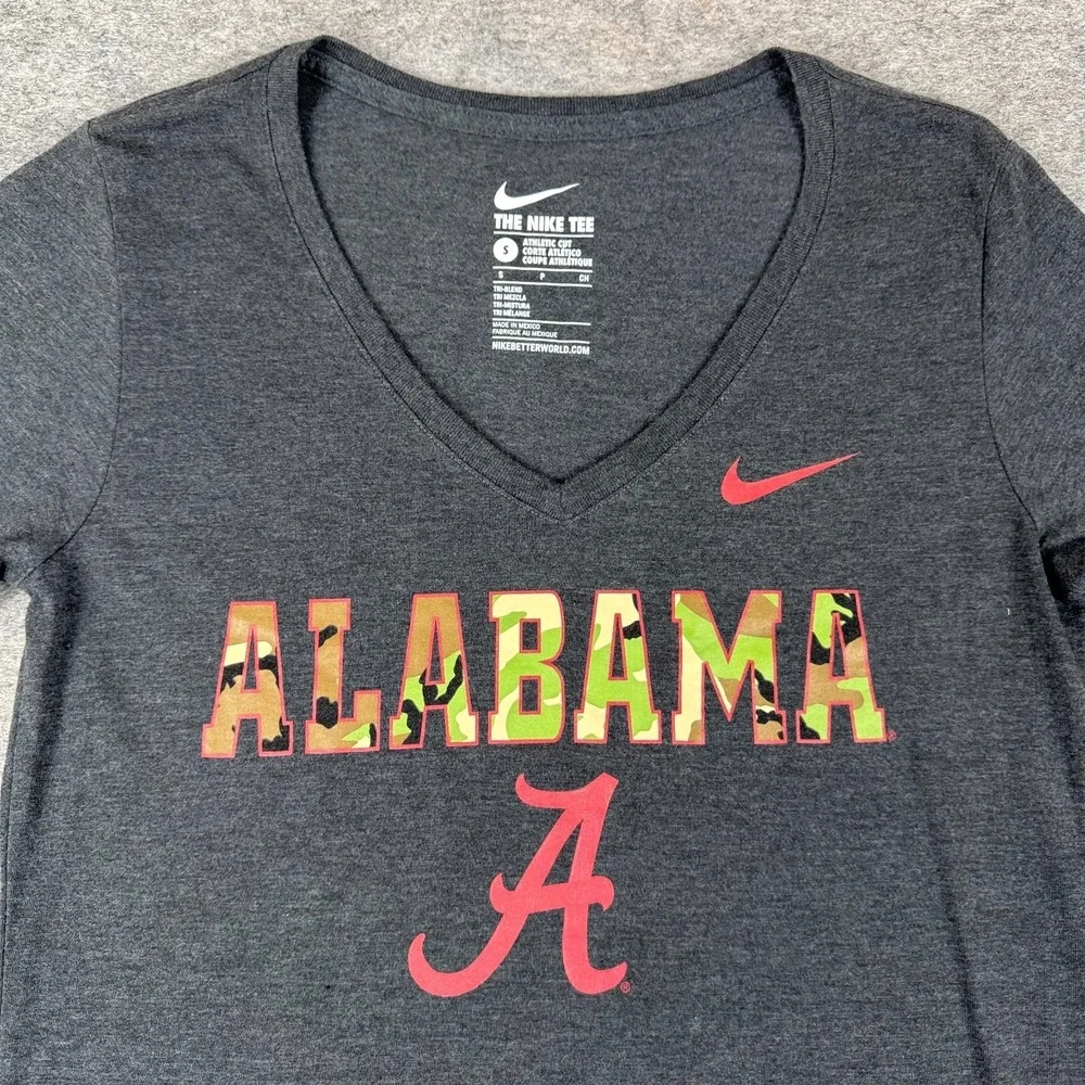 Nike Alabama Crimson Tide T-Shirt Tee Athletic Cut Gray Camo Womens Small S